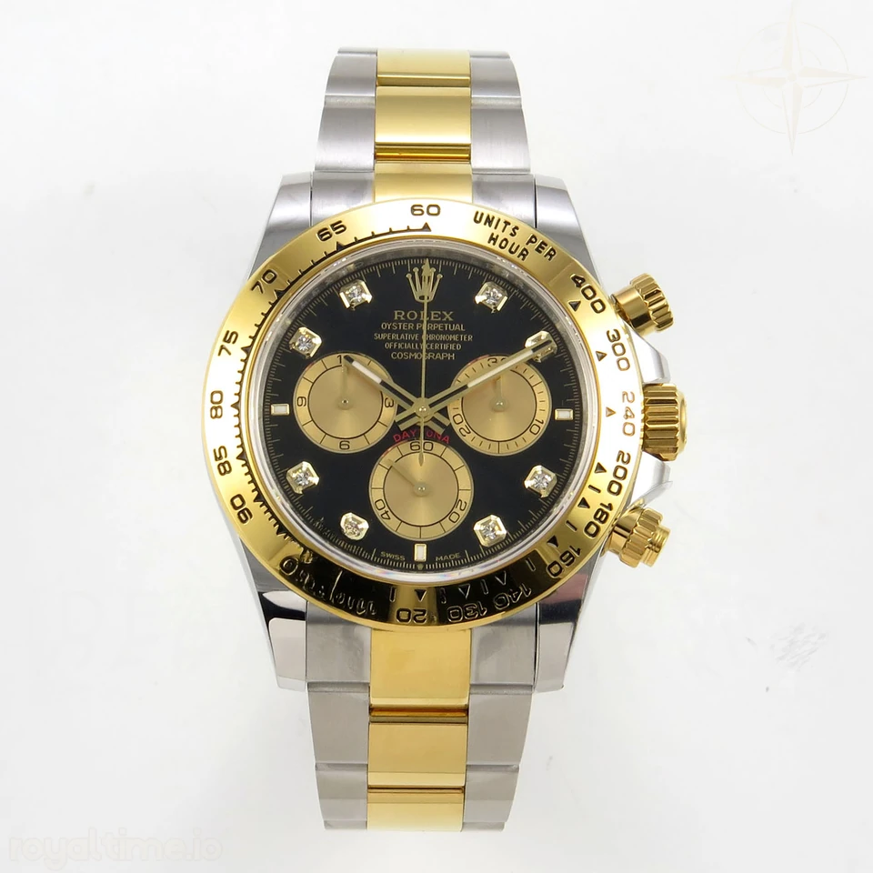 Rolex Daytona 126503 SS/YG UFO Black/YG Diamonds Dial on SS/YG Bracelet UF4131 (Free Sprung)