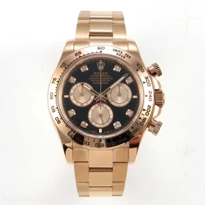 Rolex Daytona 126505 RG UFO Black/RG Diamonds Dial on RG Bracelet UF4131 (Free Sprung)
