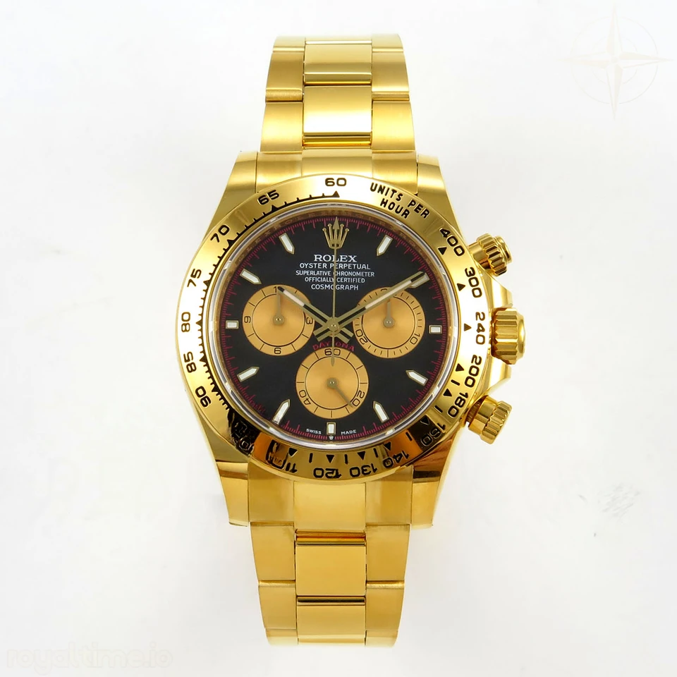 Rolex Daytona 126508 BTF Black/YG Dial on YG Braclet DD4131 (Weighted) 220g
