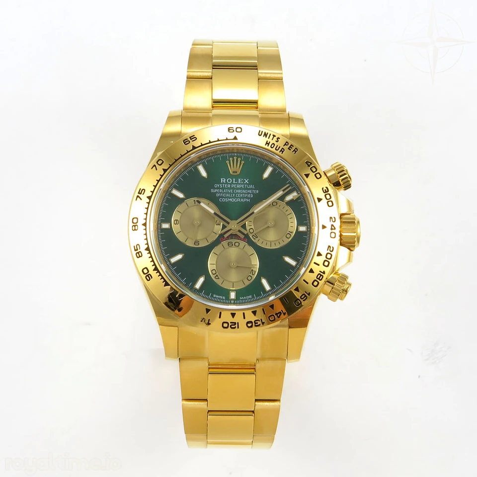 Rolex Daytona 126508 BTF Green/YG Dial on YG Braclet DD4131 (Weighted) 220g