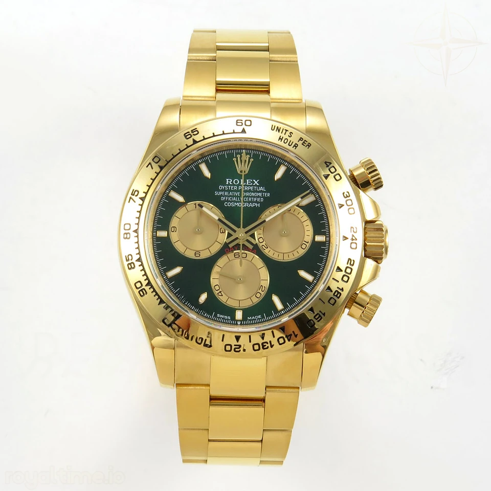 Rolex Daytona 126508 YG UFO Green/YG Dial on YG Bracelet UF4131 (Free Sprung)