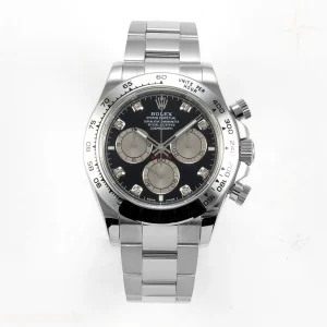 Rolex Daytona 126509 904L SS UFO Black Dial Silver Subdial Diamond Marker On 904L SS Bracelet UF4131 (Free Sprung)