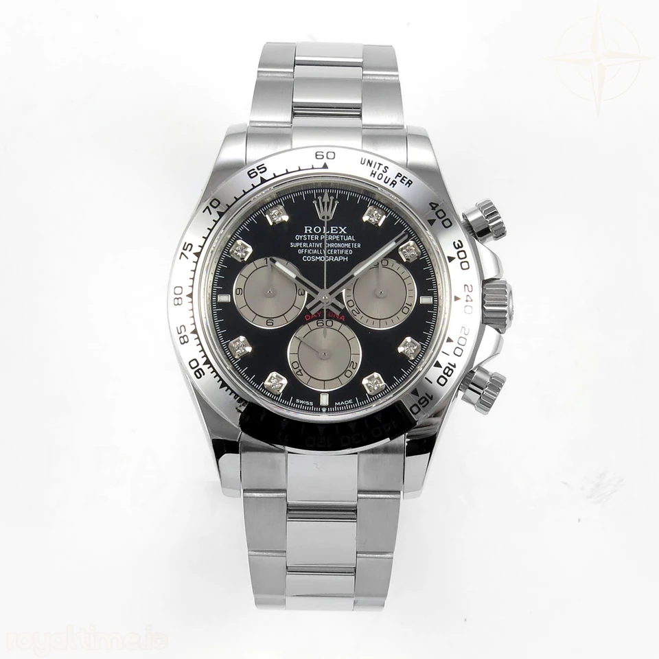Rolex Daytona 126509 904L SS UFO Black Dial Silver Subdial Diamond Marker On 904L SS Bracelet UF4131 (Free Sprung)