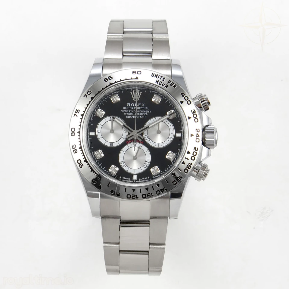 Rolex Daytona 126509 BTF Black/Silver Diamonds Dial on SS Braclet DD4131 (Weighted) 220g