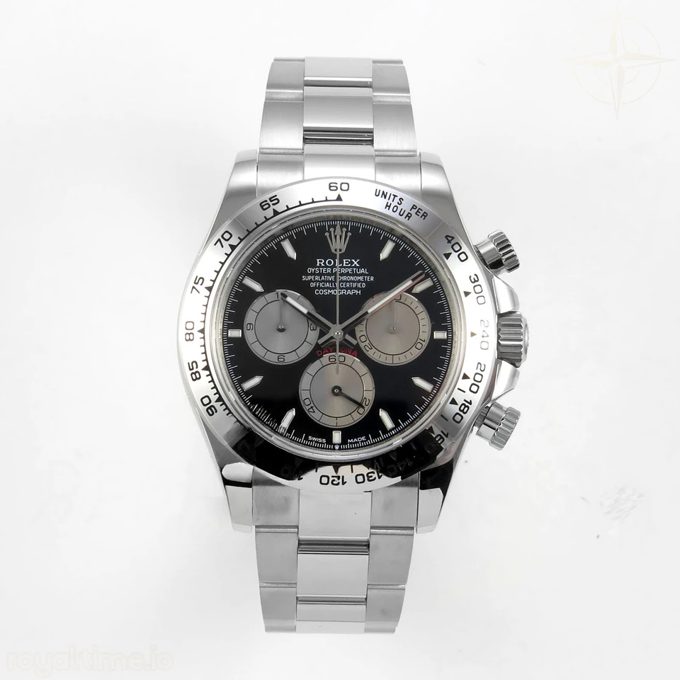 Rolex Daytona 126509 904L SS UFO Black Dial Silver Subdial On 904L SS Bracelet UF4131 (Free Sprung)