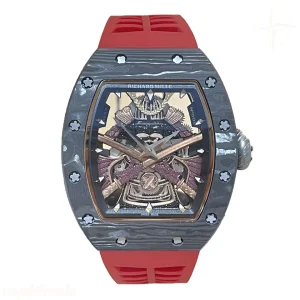 Richard Mille RM 047 Tourbillon Samurai NTPT Carbon on Red Rubber Strap