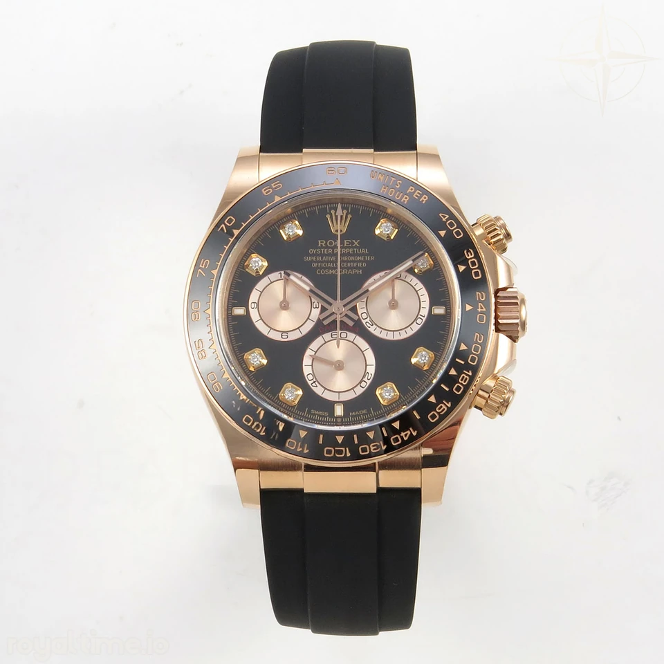 Rolex Daytona 126515 ARF Black/RG Diamonds Dial on Oysterflex Strap DD4131 V2 (Weighted)