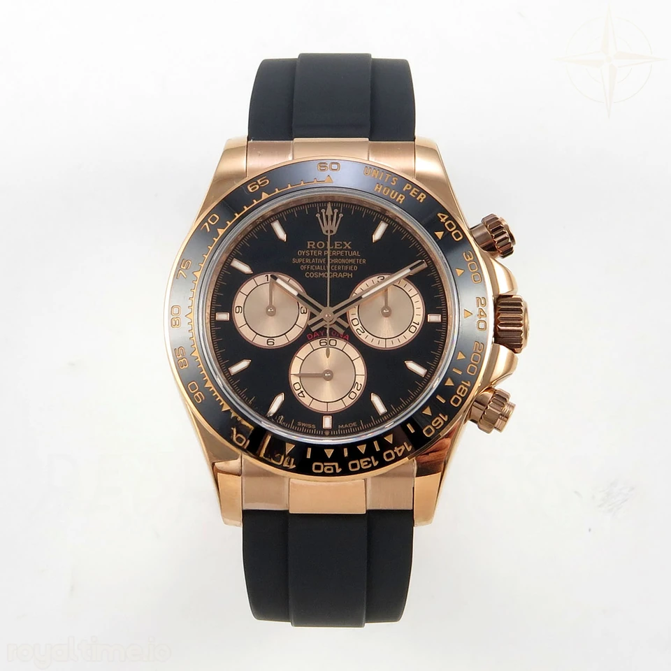 Rolex Daytona 126515 QF Black/RG Dial on Oysterflex Strap JH4131 V18 (Free Sprung) Weighted 157g