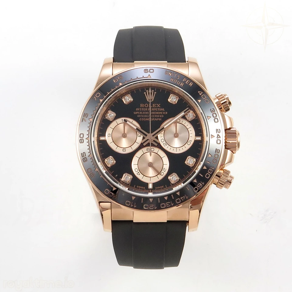 Rolex Daytona 126515 TMF Black/RG Diamonds Dial on Oysterflex Strap DD4131(162g)