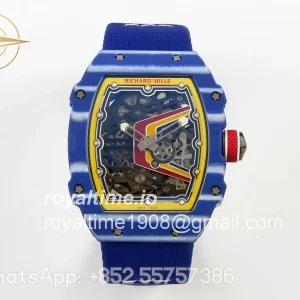 Richard Mille AVF RM67-02 Blue NTPT Red/Yellow Skeleton Dial on Blue Elastic strap CRMA7 V2