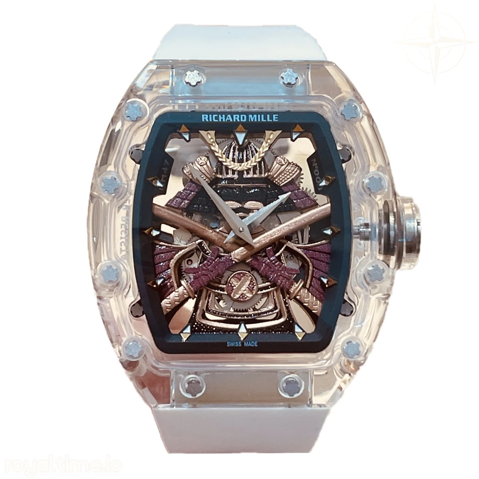 Richard Mille RM 047 Tourbillon Samurai Sapphire on White Rubber Strap