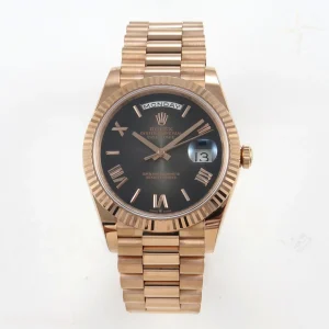Rolex Day Date 40 RG TMF Brown Ombre Roman Dial on President Bracelet VR3255 (220g)
