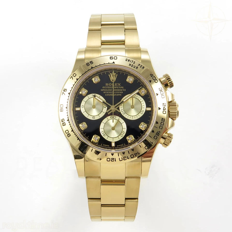 Rolex Daytona 126508 AVF Black/YG Diamonds Dial on YG Bracelet DD4131 (Mod)