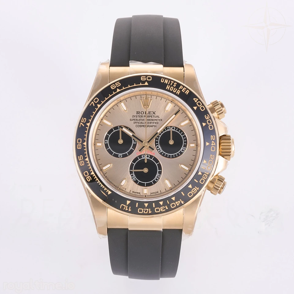 Rolex Daytona 126518 3BF YG/Black Dial Sticks Markers on Oysterflex Strap Weighted 160g