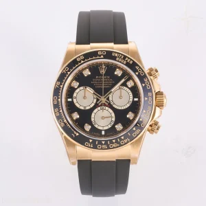 Rolex Daytona 126518 3BF YG/Black Diamonds Dial Sticks Markers on Oysterflex Strap Weighted 160g