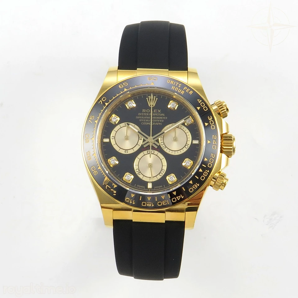 Rolex Daytona 126518 ARF Black/YG Diamonds Dial on Oysterflex Strap DD4131 V2 (Weighted)