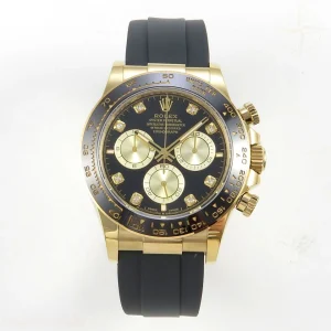 Rolex Daytona 126518 AVF Black/YG Diamonds Dial on Oysterflex Strap DD4131 (Mod)