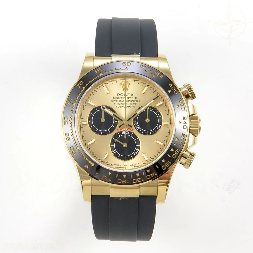 Rolex Daytona 126518 AVF YG/Black Dial on Oysterflex Strap DD4131 (Mod)