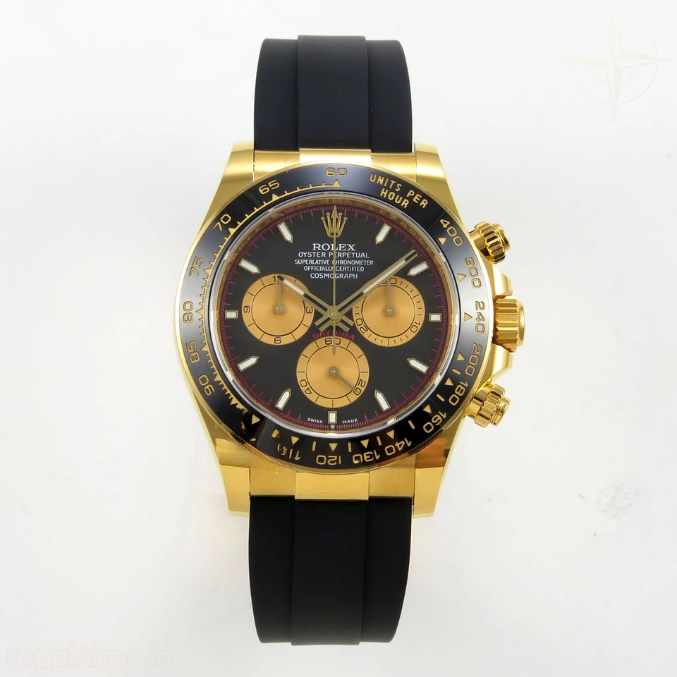 Rolex Daytona 126518 BTF Black/YG Dial on Oysterflex Strap DD4131 (Weighted) 162g