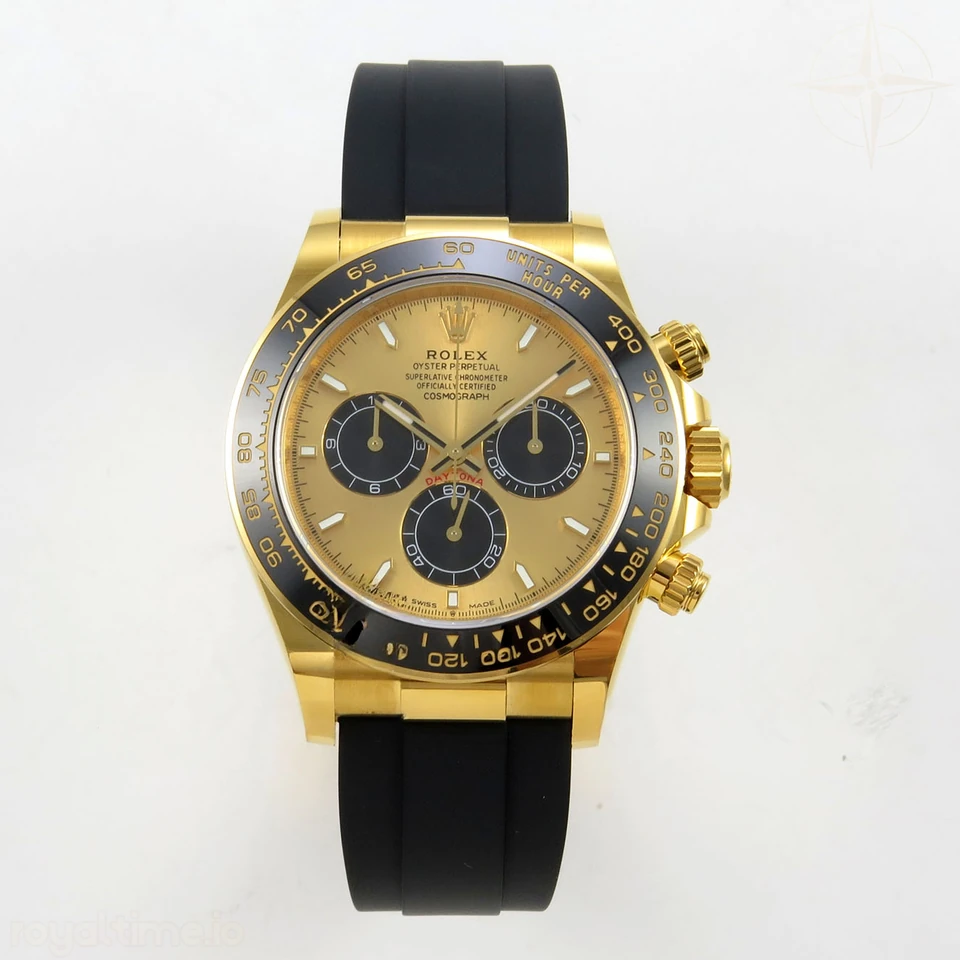 Rolex Daytona 126518 BTF YG/Black Dial on Oysterflex Strap DD4131 (Weighted) 162g