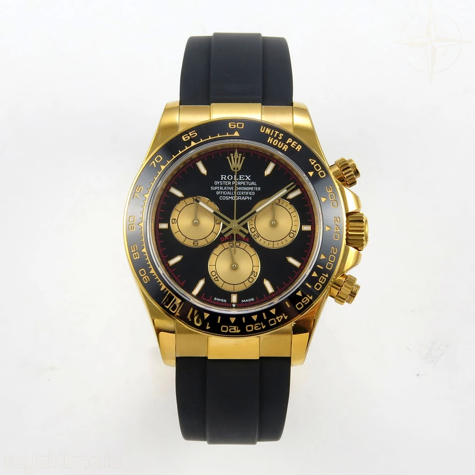 Rolex Daytona 126518 QF Black/YG Dial on Oysterflex Strap JH4131 V18 (Free Sprung) Weighted 157g