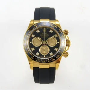 Rolex Daytona 126518 QF Black/YG Diamonds Dial on Oysterflex Strap JH4131 V18 (Free Sprung) Weighted 157g
