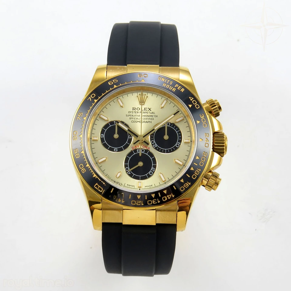 Rolex Daytona 126518 QF YG/Black Dial on Oysterflex Strap JH4131 V18 (Free Sprung) Weighted 157g