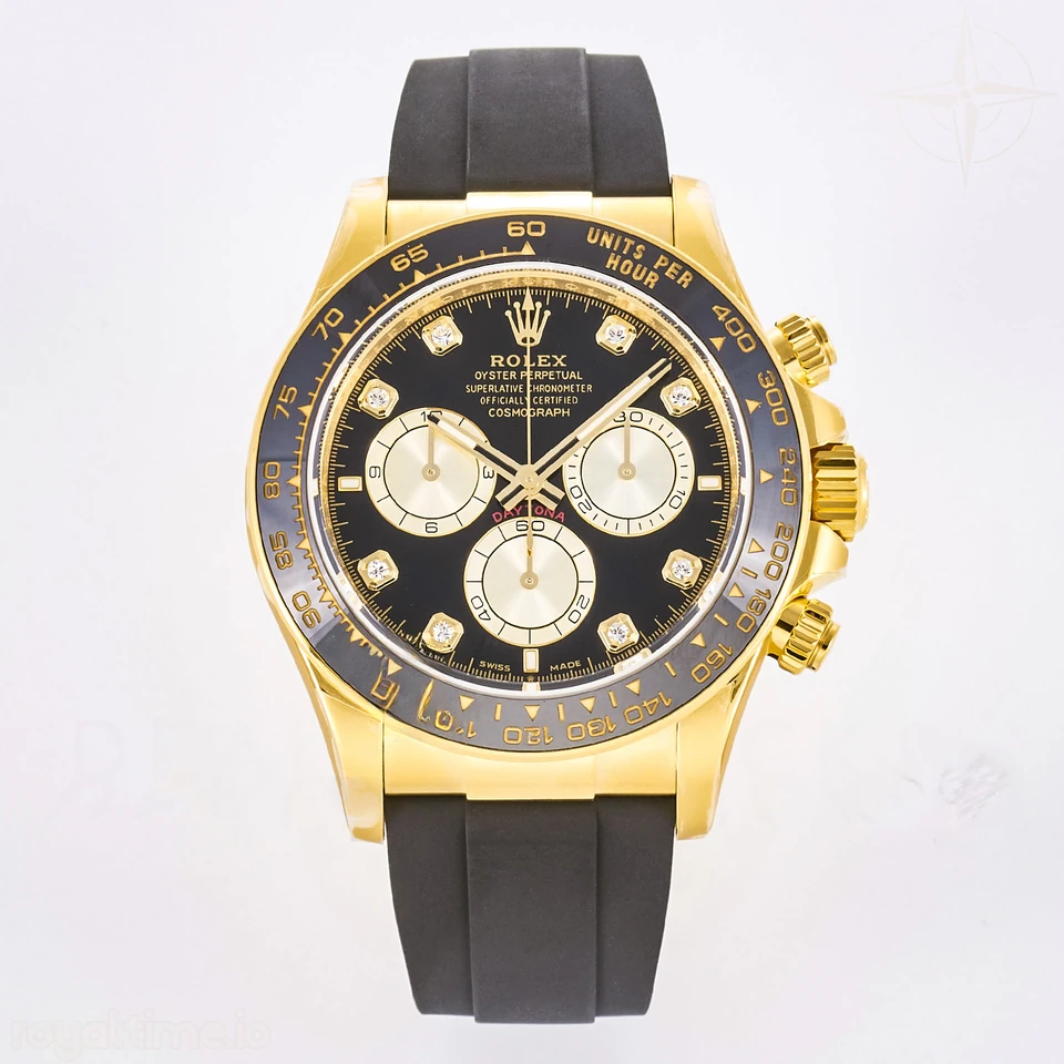 Rolex Daytona 126518 TMF Black/YG Diamonds Dial on Oysterflex Strap DD4131
