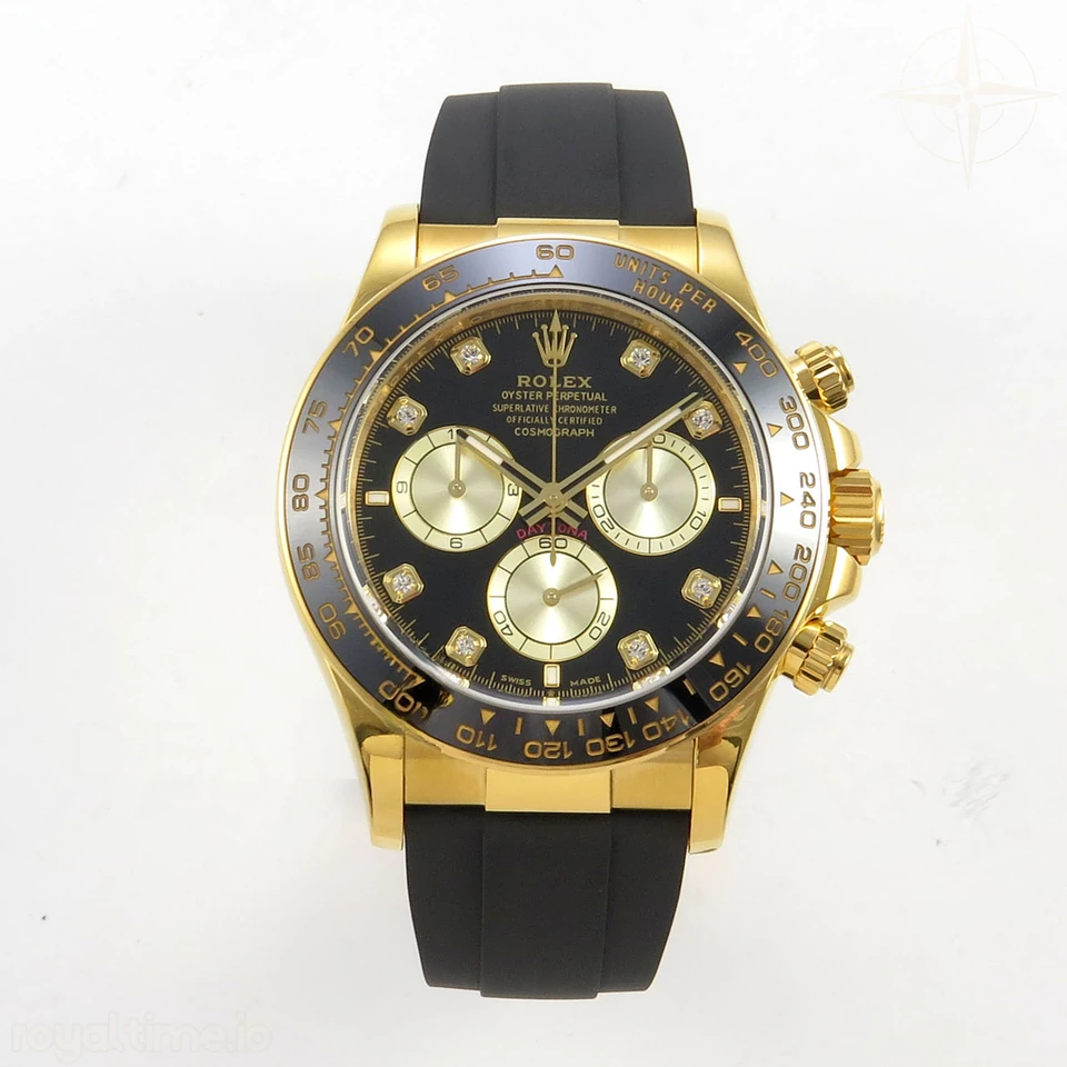 Rolex Daytona 126518 TMF Black/YG Diamonds Dial on Oysterflex Strap DD4131(162g)
