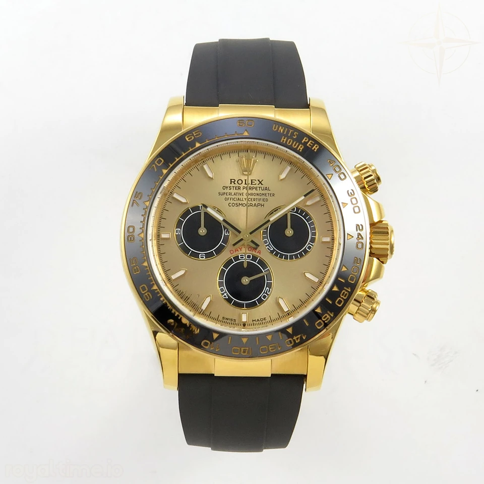 Rolex Daytona 126518 TMF YG/Black Dial on Oysterflex Strap DD4131(162g)