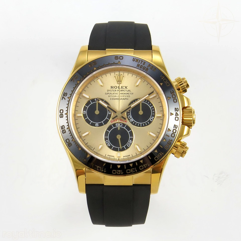 Rolex Daytona 126518 TMF YG/Black Dial on Oysterflex Strap SH4131 (Weighted)