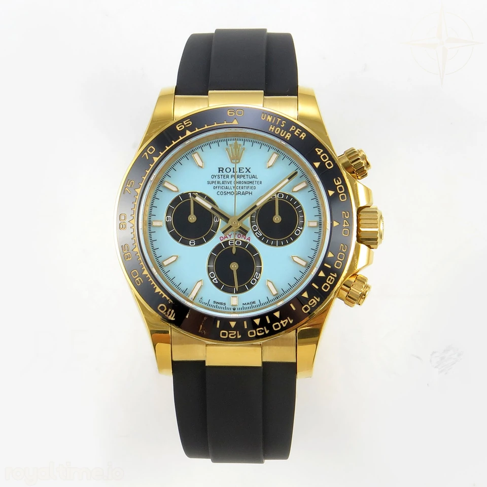 Rolex Daytona 126518 YG Clean Plus Tiffany Blue Dial on Black Rubber Strap DD4131