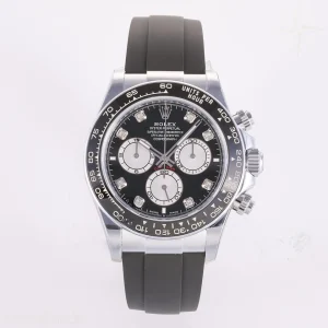 Rolex Daytona 126519 3BF Black/Silver Diamonds Dial Sticks Markers on Oysterflex Strap Weighted 160g