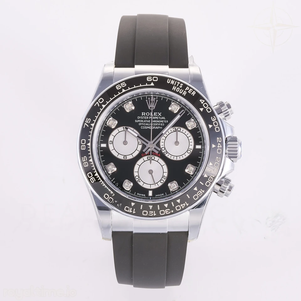 Rolex Daytona 126519 3BF Black/Silver Diamonds Dial Sticks Markers on Oysterflex Strap Weighted 160g