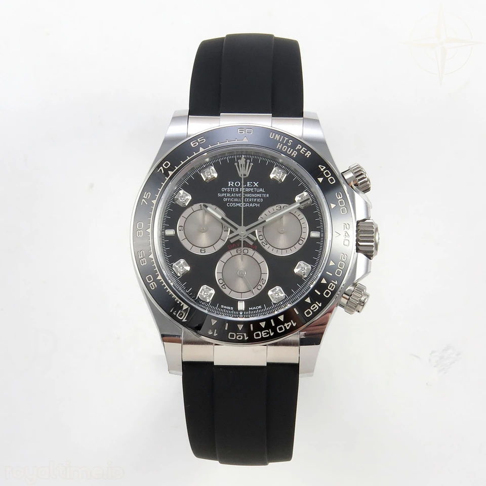 Rolex Daytona 126519 ARF Black/Silver Diamonds Dial on Oysterflex Strap DD4131 V2 (Weighted)