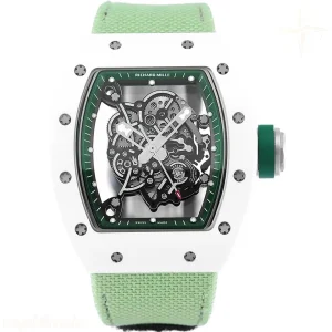 Richard Mille RM 055 White Bubba Watson White Ceramic on Green Nylon Strap