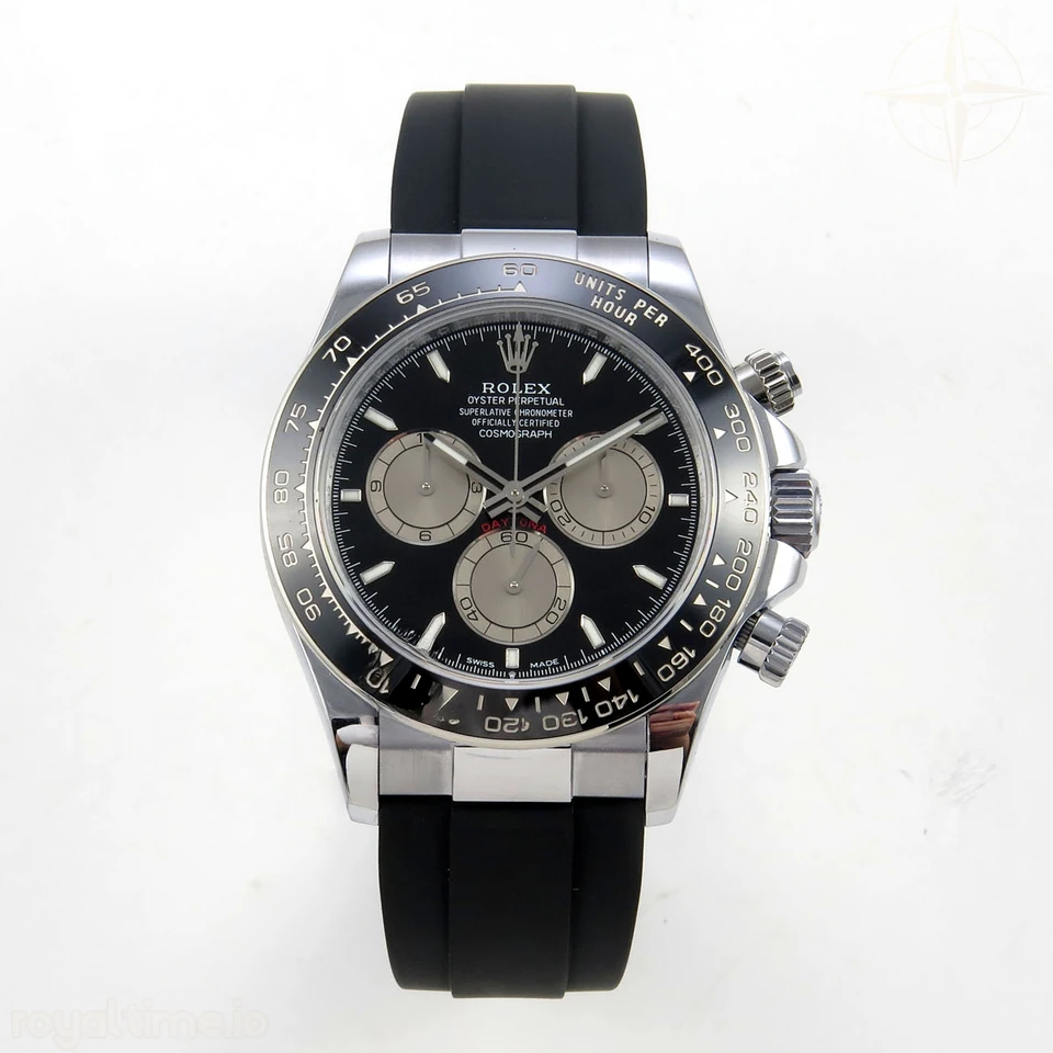 Rolex Daytona 126519 QF Black/Silver Dial on Oysterflex Strap JH4131 V18 (Free Sprung) Weighted 157g