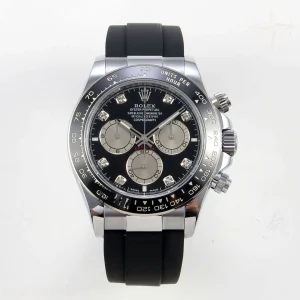Rolex Daytona 126519 QF Black/Silver Diamonds Dial on Oysterflex Strap JH4131 V18 (Free Sprung) Weighted 157g