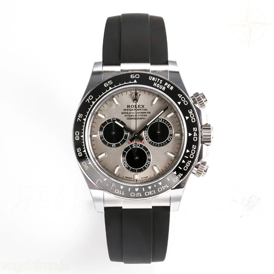 Rolex Daytona 126519 SS ARF Silver/Black Stick Dial on Oysterflex Strap DD4131 V2 (Weighted)
