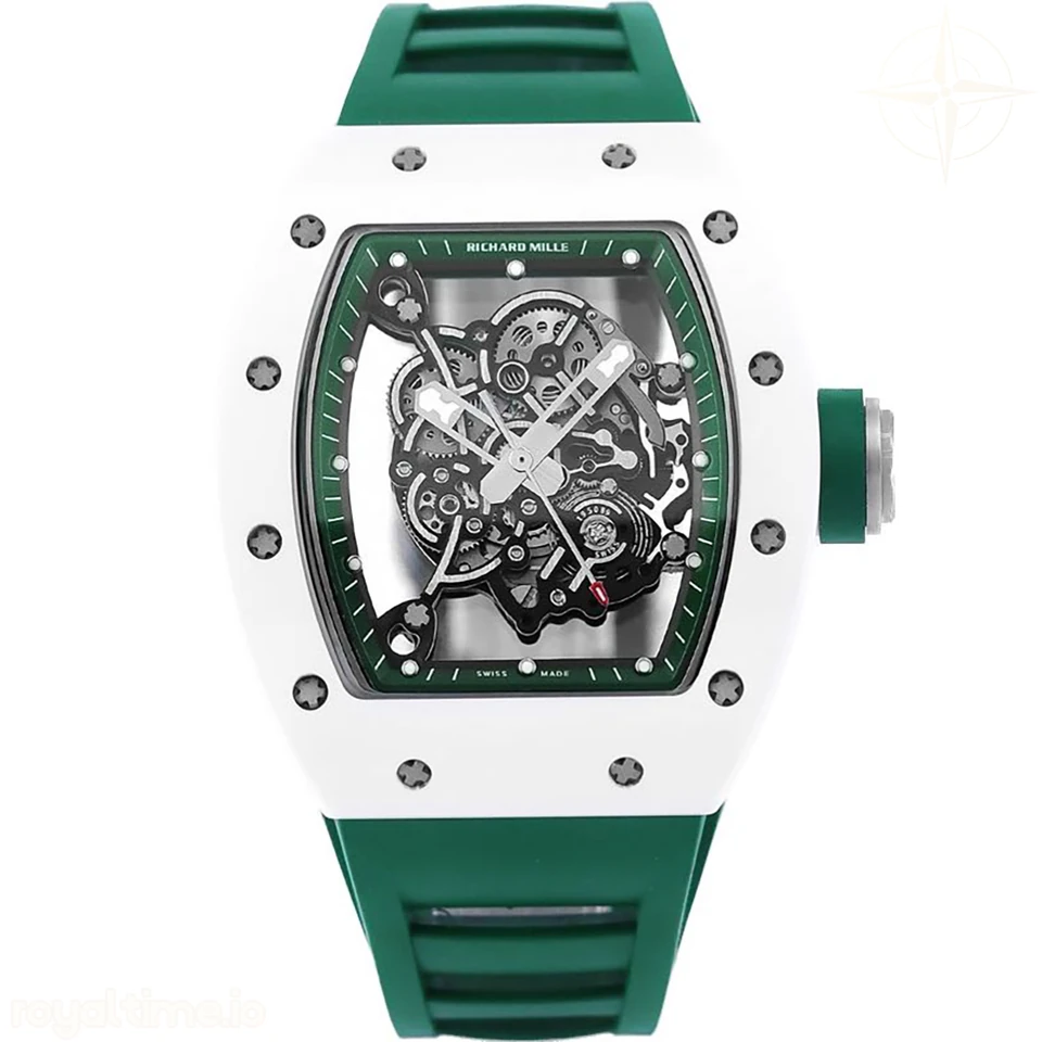 Richard Mille RM 055 White Bubba Watson White Ceramic on Green Rubber