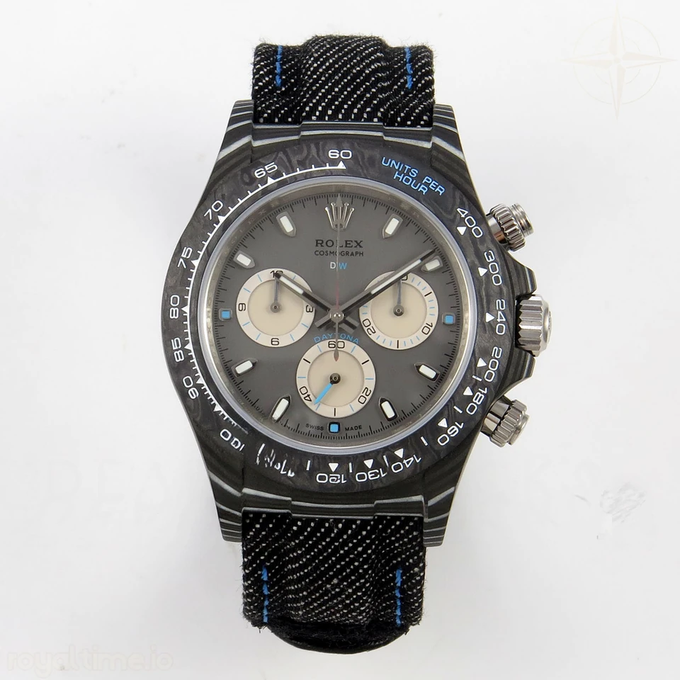 Rolex Daytona DIW Black Carbon Case DIWF Edition Gray/White Dial on Black Nylon Strap DD4801