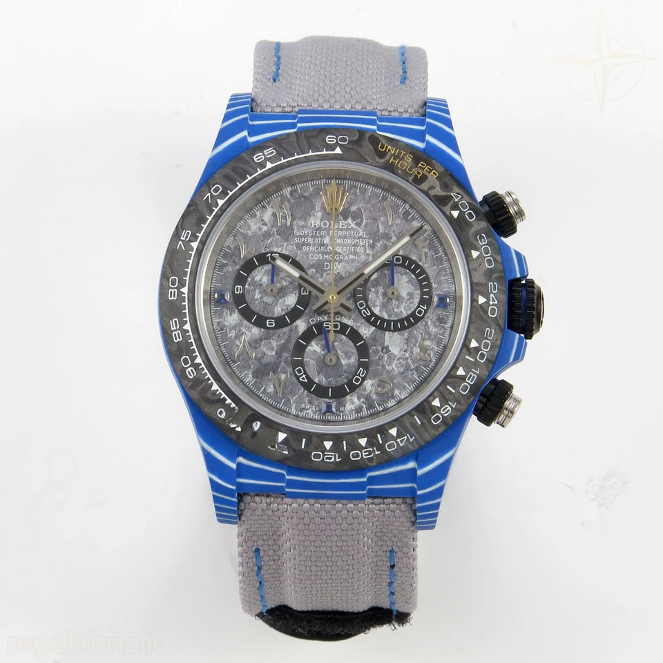 Rolex Daytona DIW Blue Carbon Case DIWF Edition Gray Crystal Dial on Gray Nylon Strap DD4801