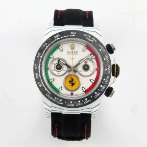 Rolex Daytona DIW Ferrari White Carbon DIWF White Italy Dial on Black Nylon Strap DD4801