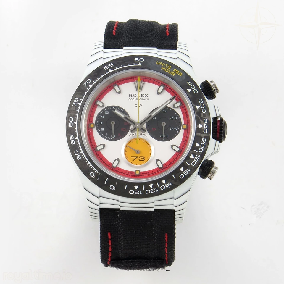 Rolex Daytona DIW Ferrari White Carbon DIWF White/Red Dial on Black Nylon Strap DD4801