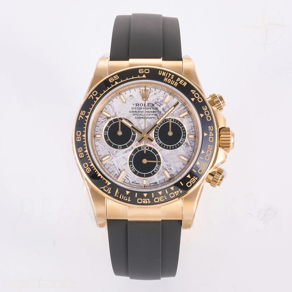 Rolex Daytona 126518 YG 3BF Real Meteorite Dial Sticks Markers on Oysterflex Strap Weighted 160g