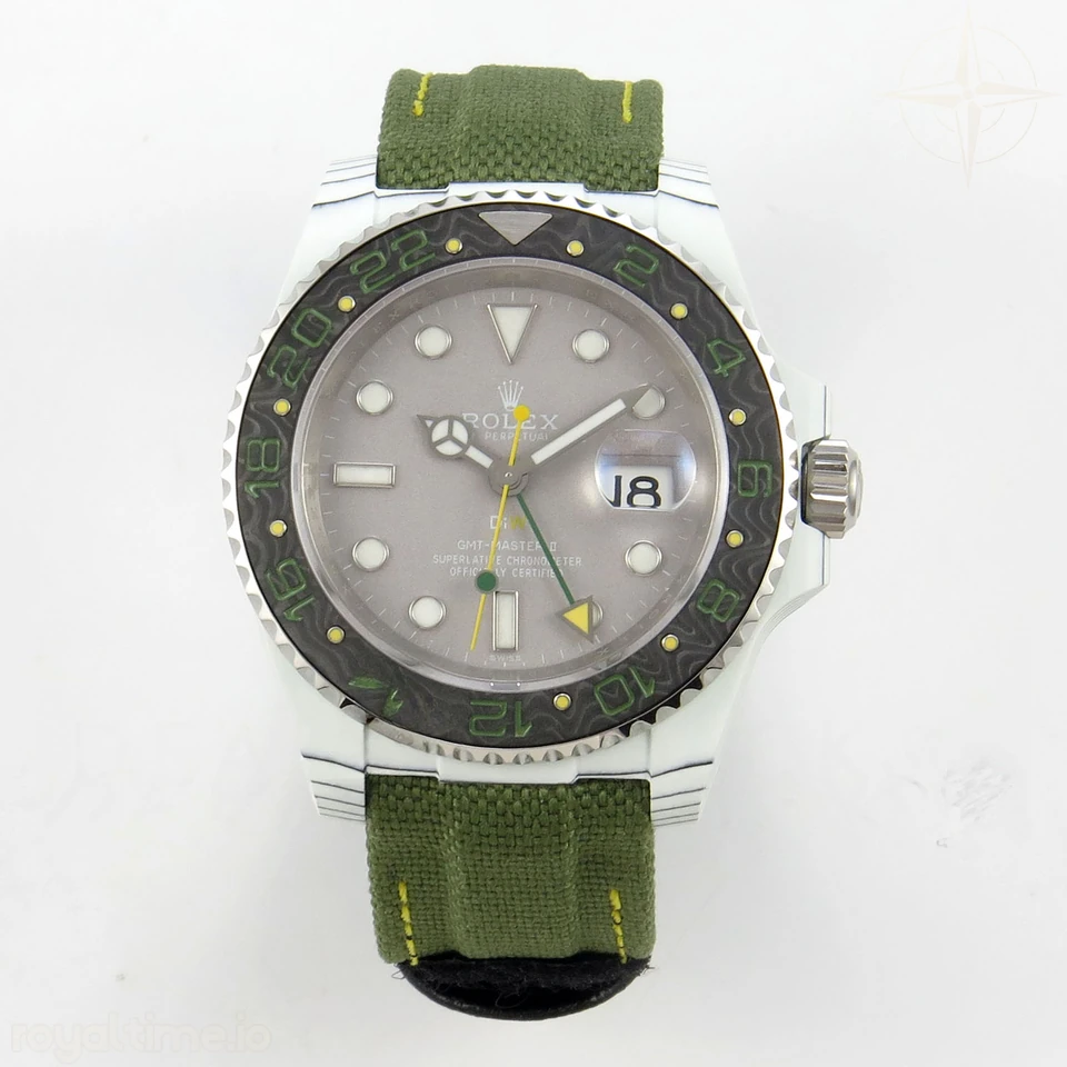 Rolex GMT Master DiW "VERDANT GRAY" DIWF on Green Nylon Strap VR3285