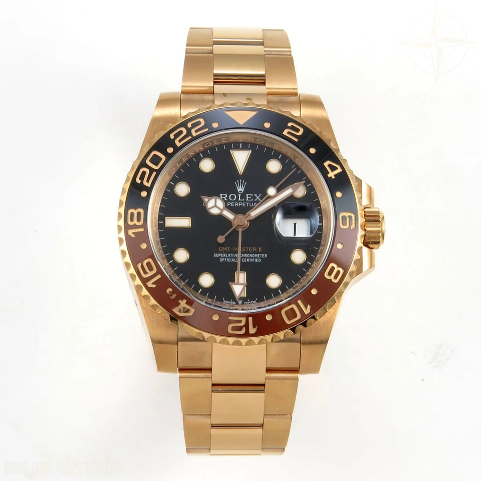 Rolex GMT-Master II 126715 CHNR Black/Brown Ceramic VF on RG Bracelet DD3285