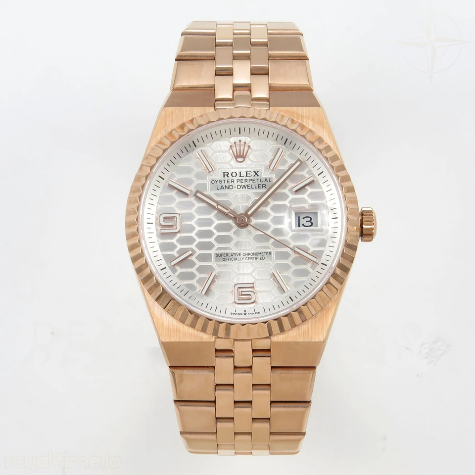 Rolex Land Dweller 127335 DIWF White Dial on RG Bracelet A7135