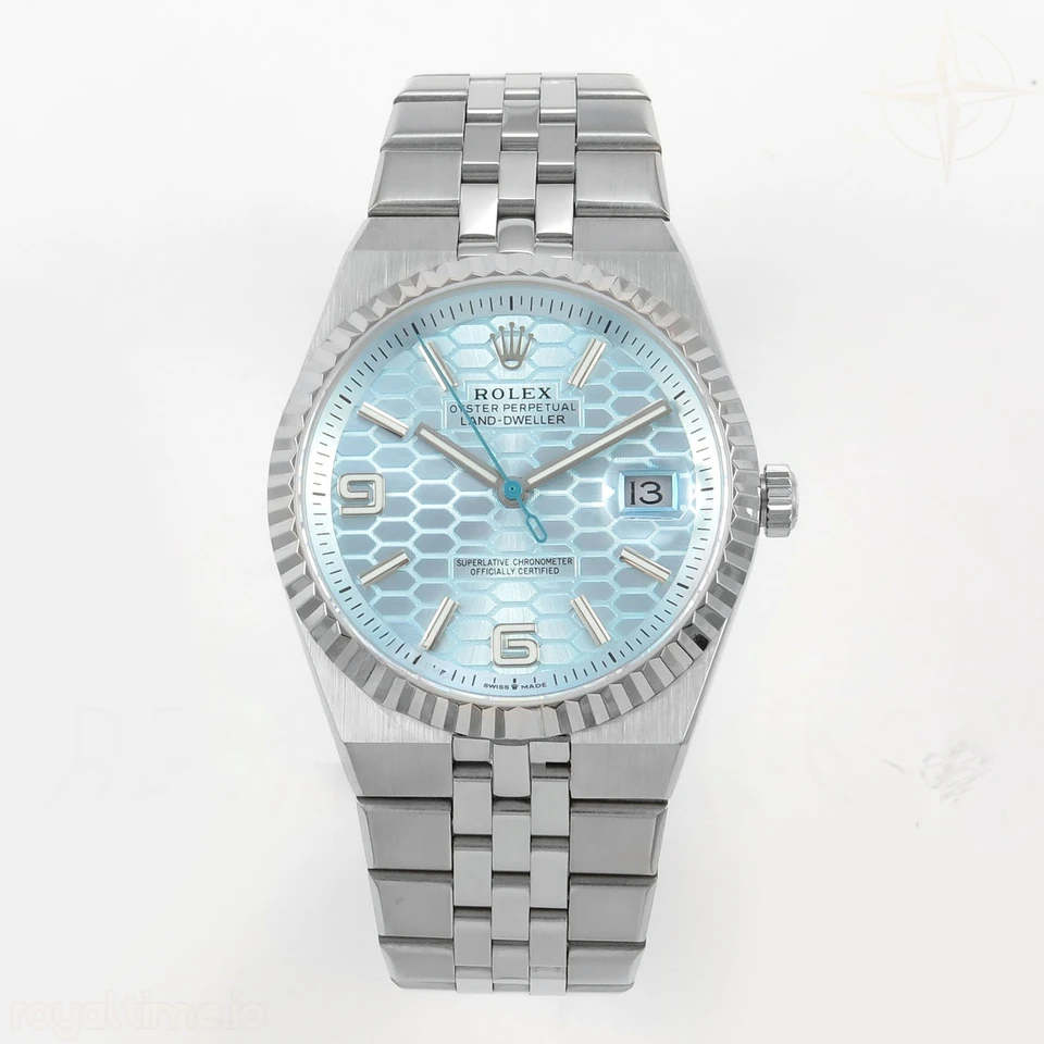 Rolex Land Dweller 127336 DIWF Ice Blue Dial on SS Bracelet A7135