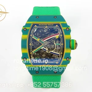 Richard Mille AVF RM67-02 Brazil Green NTPT Spain Skeleton Dial on Green Elastic strap CRMA7